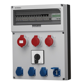 Rozdzielnica budowlana z licznikiem MID oraz łącznikiem GR-S/FI 32A 2x16A 4x230V Doktorvolt® DV-0465-F