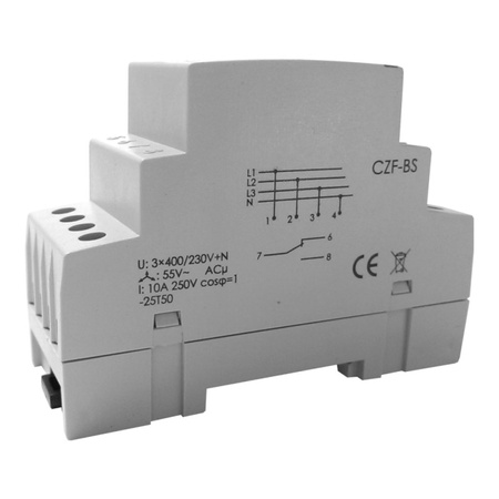Czujnik zaniku fazy przekaźnik 1P 2moduły 230V max10A F&F CZF-BS