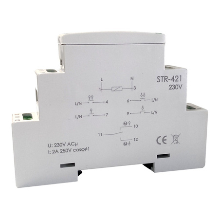 Sterownik rolet STR-421 dwuprzyciskowy na szynę 35mm 230V F&F 1443