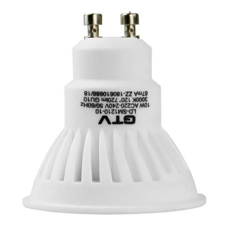 Żarówka LED 10W GU10 720lm ciepłobiała 3000k GTV LD-SM1210-10