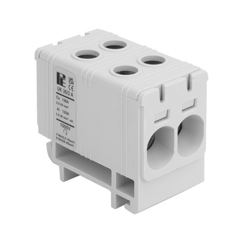 Złączka szynowa podwójna UK 35/2 A uniwersalna złączka śrubowa 4 otwory Al/Cu 2,5–35mm szara Pollmann 209 2090221