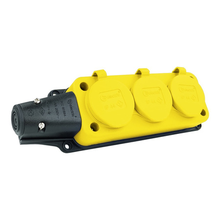 Listwa zasilająca 3 gniazda 16A 230V bez kabla żółta Schuko 3101-308-0700