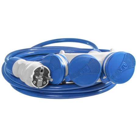 Przedłużacz trójdrożny 5m 250V 16A Schuko 3×2P+Z H07BQ-F 3×2,5 mm² IP44 W-01198