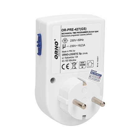 Programator czasowy mechaniczny. MINI. wersja schuko OR-PRE-427(GS)