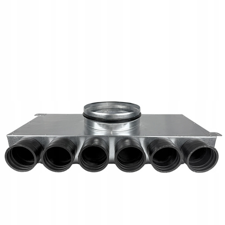 Skrzynka rozdzielcza rozdzielacz rurowy wentylacyjny fi 160 6x75 mm płaski E-KRR-6X75/160-OC (0+6+0)