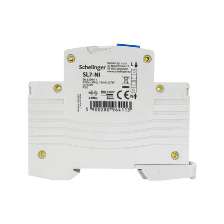 Kontrolka sygnalizacyjna na szynę DIN 230V 0,7W Schelinger niebieska S-A15-SL7-NI 