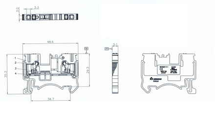 Złączka szynowa przelotowa zaciskowa czarna 2,5mm2 1P UL DS2.5-01P-13-00A(H)