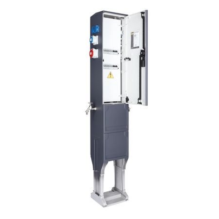 Słupek dystrybucyjny 2x16A 5P 400V rozdzielnica elektryczna z przyłączem wodnym 4x16A 2p+E 230V 2x16A 3P 230V CV-CAMP DV-2209-D