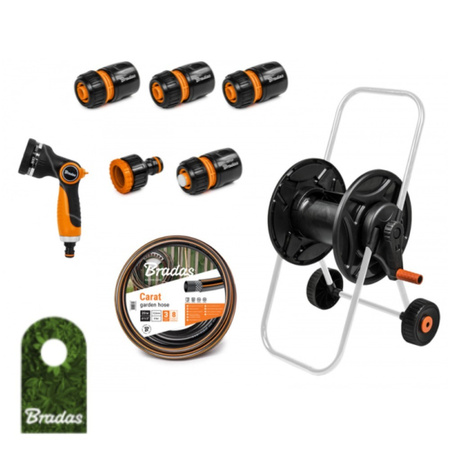 Wózek z wężem 1/2" 20m pistoletem i armaturą BLACK LINE BRADAS ECO-AG26020SET1