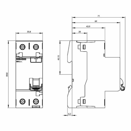 SIEMENS Wyłącznik różnicowoprądowy 25A 2P 300mA Typ AC VDE RCD 5SV4612-OKL