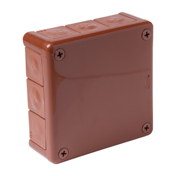 puszka n/t brązowa bez zacisków z dławnicami bezgwintowymi 12-wlotowa wym/zew 118x118x46 mm IP55 ViPlast 051-02