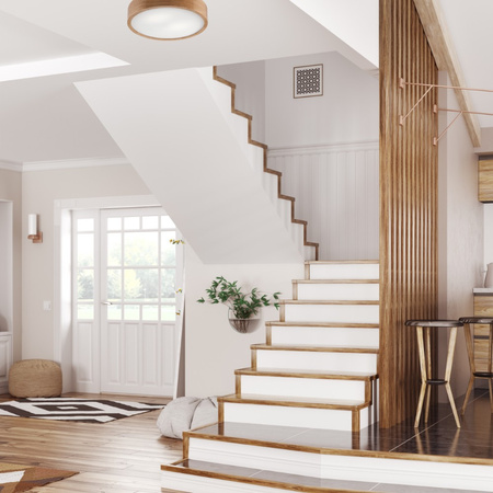 Lampa sufitowa plafon drewniany dębowy LED 2-punktowy okrągły 38 cm LD-PD-6.2 DAB