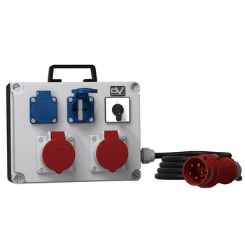 Rozdzielnica budowlana z łącznikiem i kablem FRED SKH 2x16A 2x230V Schuko Mennekes Doktorvolt® DV-0861-D