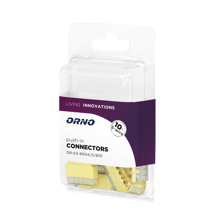 Złączka instalacyjna wciskana 5-przewodowa na drut 0.75-2.5mm2 IEC 300V/24A Blister 10 szt. OR-SZ-8004/5/B10
