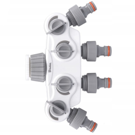 Rozdzielacz 4-drożny z zaworami na kran 1" z redukcją na 3/4" solid BRADAS 1564