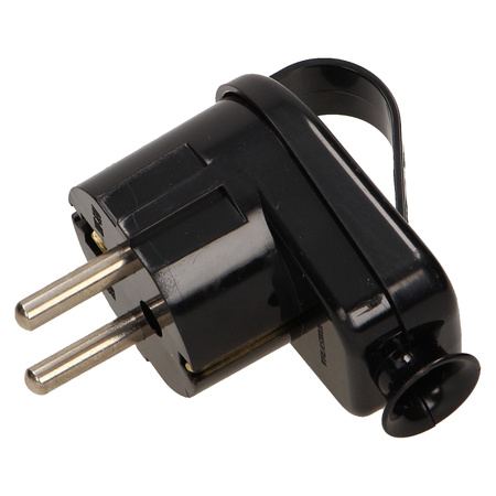 Wtyczka kątowa 2P+Z Schuko z uchwytem. czarna WT-16UZ/CZARNY