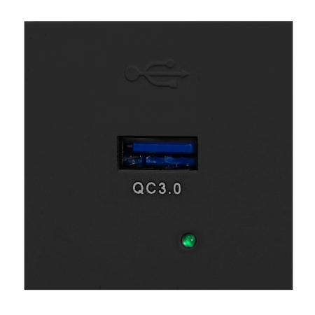 NOEN USBQ. port modułowy 45x45mm z ładowarką USB quick charge 3A/5V 2A/9V 1.5A/12V. czarny OR-GM-9010/B/USBQ