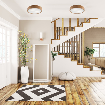 Lampa sufitowa plafon drewniany dębowy LED 2-punktowy okrągły 38 cm LD-PD-6.2 DAB