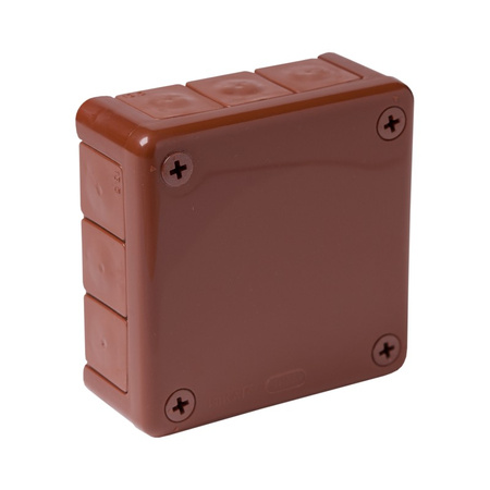 puszka n/t brązowa bez zacisków z dławnicami bezgwintowymi 12-wlotowa wym/zew 98x98x42 mm IP55 ViPlast 041-02