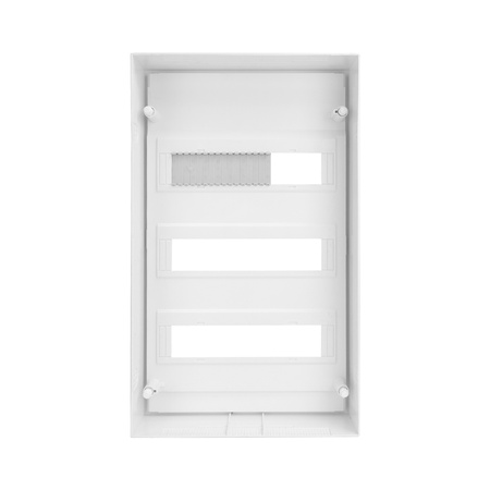 Rozdzielnica modułowa natynkowa 3x12 zabezpieczona 14xMCB 2xRCCB VDE ogranicznik przepięć Saltek okablowana skrzynka elektryczna Hager 515x305x96,5mm zaciski rozgałęźne L1, L2, L3, N, PE Doktorvolt DV-6340-NT