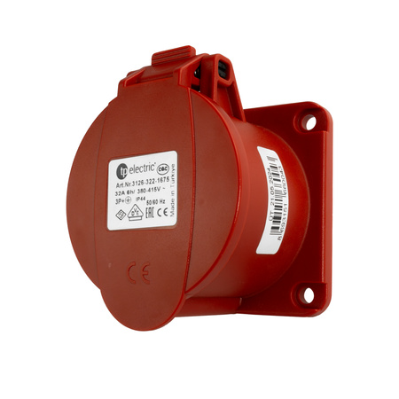Gniazdo tablicowe proste CEE 400V 32A/4P 75x75 mm VDE TP Electric 3126-322-1675