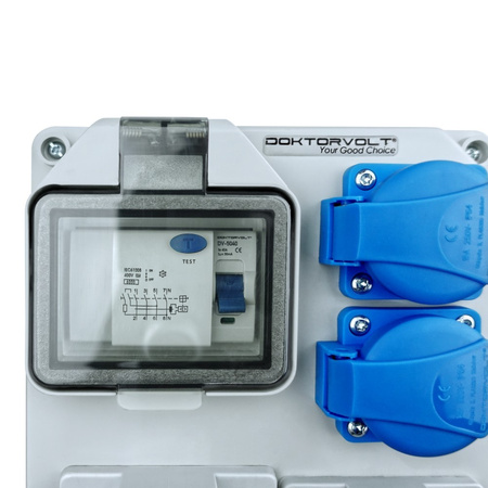 Rozdzielnica budowlana HL-FI 1x16A 1x32A 2x230V gniazda Schuko Doktorvolt DV-7242-D