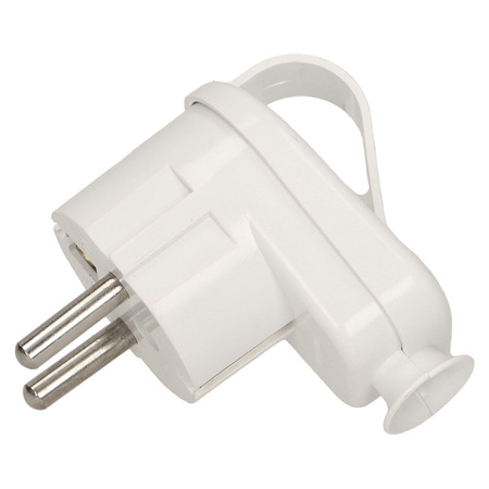 Wtyczka kątowa 2P+Z z uchwytem. biała WT-16UZ/BIAŁY