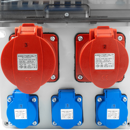 Rozdzielnica budowlana 16A 32A CEE 3x230V erbetka z uchwytem zabezpieczona Doktorvolt DV-8126-F