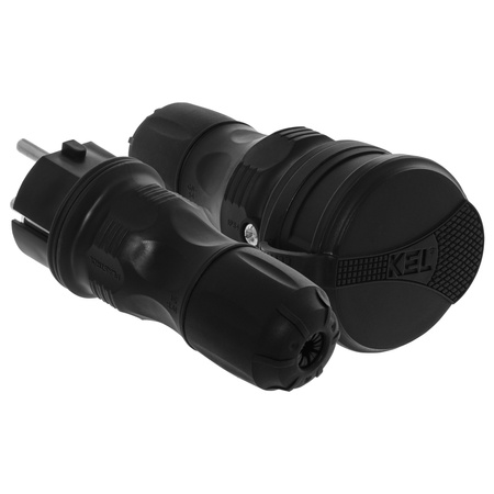Zestaw przyłączeniowy z wtyczką WT-54 i gniazdem GN-44 250V Schuko czarny W-98861