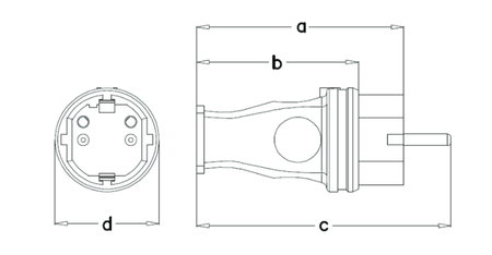 Wtyczka gumowa prosta 16A 230V niebieska Schuko 3101-301-0900