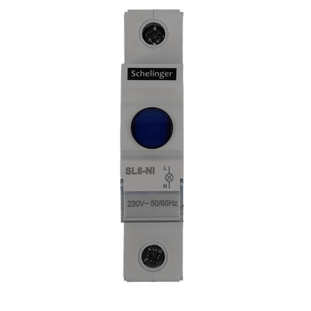 Kontrolka sygnalizacyjna LED SL8 na szynę DIN niebieska Schelinger A15-SL8-NI