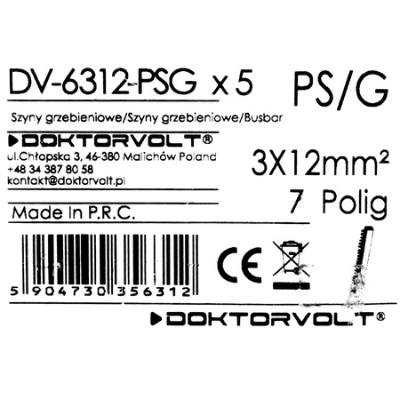 Szyna łączeniowa grzebieniowa PS/G 3-fazowa 7-modułowa 12mm2 80A 6312
