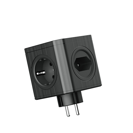 Rozgałęźnik elektryczny 4x gniazdo 230V 3x USB-A czarny W-00358