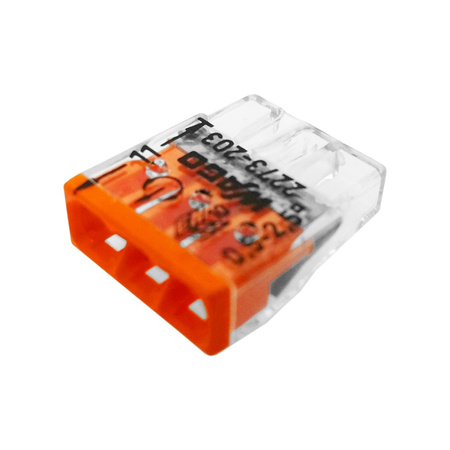 Szybkozłączka 3x0,5-2,5mm2 do puszek instalacyjnych na drut Cu - WAGO 1 sztuka 100 sztuk 2273-203
