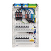 Rozdzielnica modułowa natynkowa 3x12 zabezpieczona 14xMCB 2xRCCB VDE ogranicznik przepięć Saltek okablowana skrzynka elektryczna Hager 515x305x96,5mm zaciski rozgałęźne L1, L2, L3, N, PE Doktorvolt DV-6340-NT