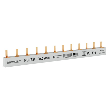 Szyna łączeniowa sztyftowa PS/SB obustronnie izolowana 3-fazowa 12-modułowa 10mm2 DV-9436-PSSB