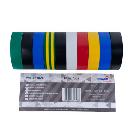 Taśma izolacyjna multikolor 15x10m ZESTAW E30-PVC1510ZC