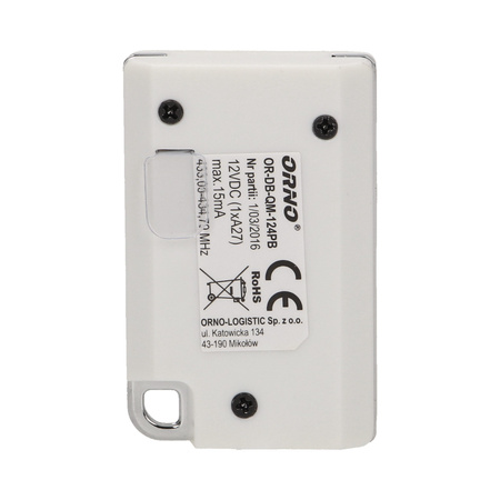 Pilot bezprzewodowy do dzwonków z serii LOGICO OR-DB-QM-124PB
