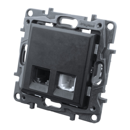 Gniazdo komputerowo - telefoniczne 1 x RJ45 1x RJ11 czarne Niloe Step 863556
