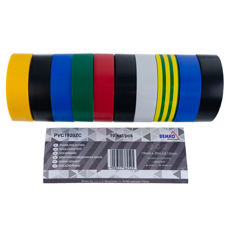 Taśma izolacyjna multikolor 19x20m ZESTAW E30-PVC1920ZC