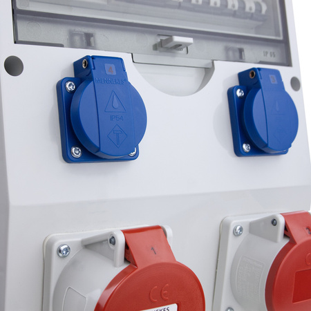 Rozdzielnica budowlana z licznikem 3F Siemens pTD-S 32A 16A 2x230V gniazda Mennekes Schuko Doktorvolt DV-4838-D