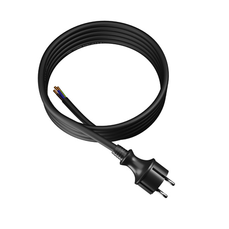 Przewód przyłączeniowy 3m z wtyczką prostą 250V 16A 3x2,5 mm² IP44 H07RN-F PP-40H czarny W-97218