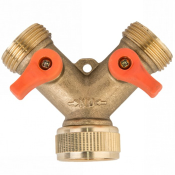 Trójnik z zaworami kulowymi GW 3/4" na 2x GZ 3/4" MOSIĄDZ BRADAS BR-2234