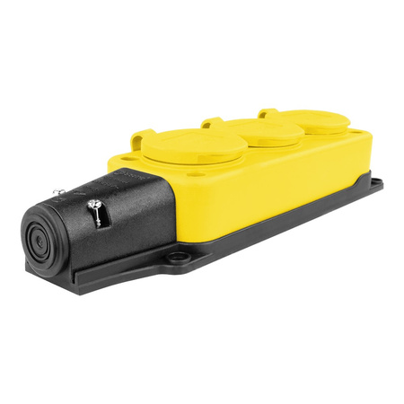 Listwa zasilająca 3 gniazda 16A 230V bez kabla żółta Schuko 3101-308-0700