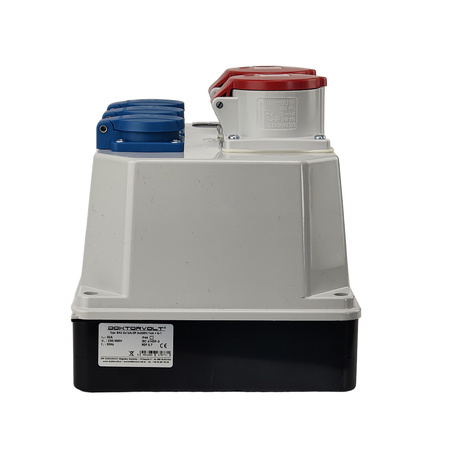 Rozdzielnica budowlana z rozłącznikiem izolacyjnym 32A BAU 2x16A 3x230V Schuko Mennekes Doktorvolt® DV-9771-D