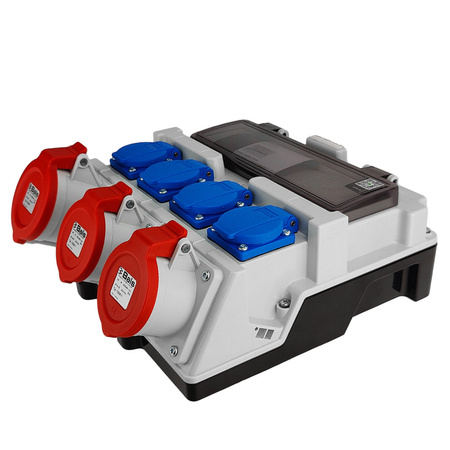 Rozdzielnica budowlana 12 modułowa z uchwytem IP44 4x230V 2x16A 32A Doktorvolt bez zabezpieczeń DV-4926-F