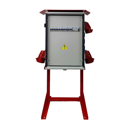 Rozdzielnica budowlana OS-S/FI SET 2x32A 1x16A CEE MENNEKES z gniazdami 8x230V na stojaku wyłącznik różnicowy rozdzielnia elektryczna przenośna na budowę skrzynka elektryczna z zabezpieczeniem Doktorvolt DV-8379-D