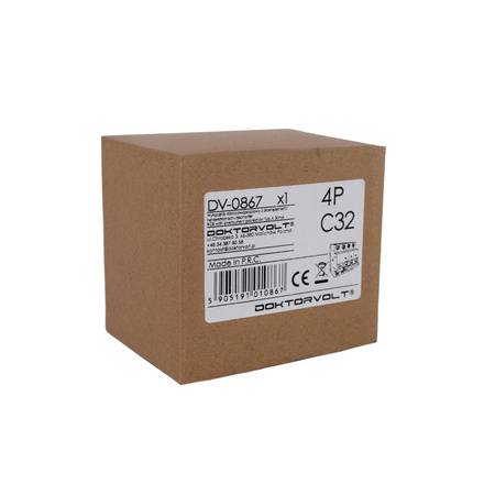 Wyłącznik różnicowoprądowy z członem nadprądowym C32 Typ A 30mA 32A 4P RCBO Doktorvolt DV-0867