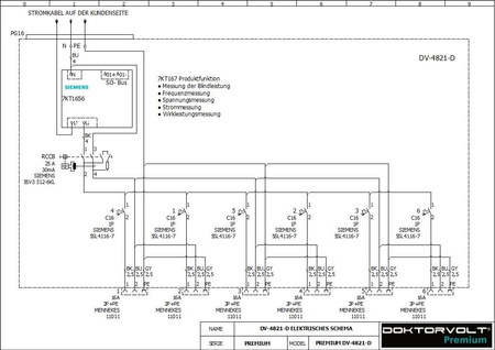 Rozdzielnica budowlana z licznikiem 1F Siemens pTD-S/FI 6x230V gniazda Mennekes Schuko Doktorvolt DV-4821-D
