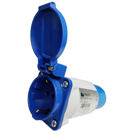 Marlanvil Adapter kempingowy wtyczka CEE 16A na 16A 250V gniazdo Schuko niemiecki standard przejściówka IP44 6.8216.S